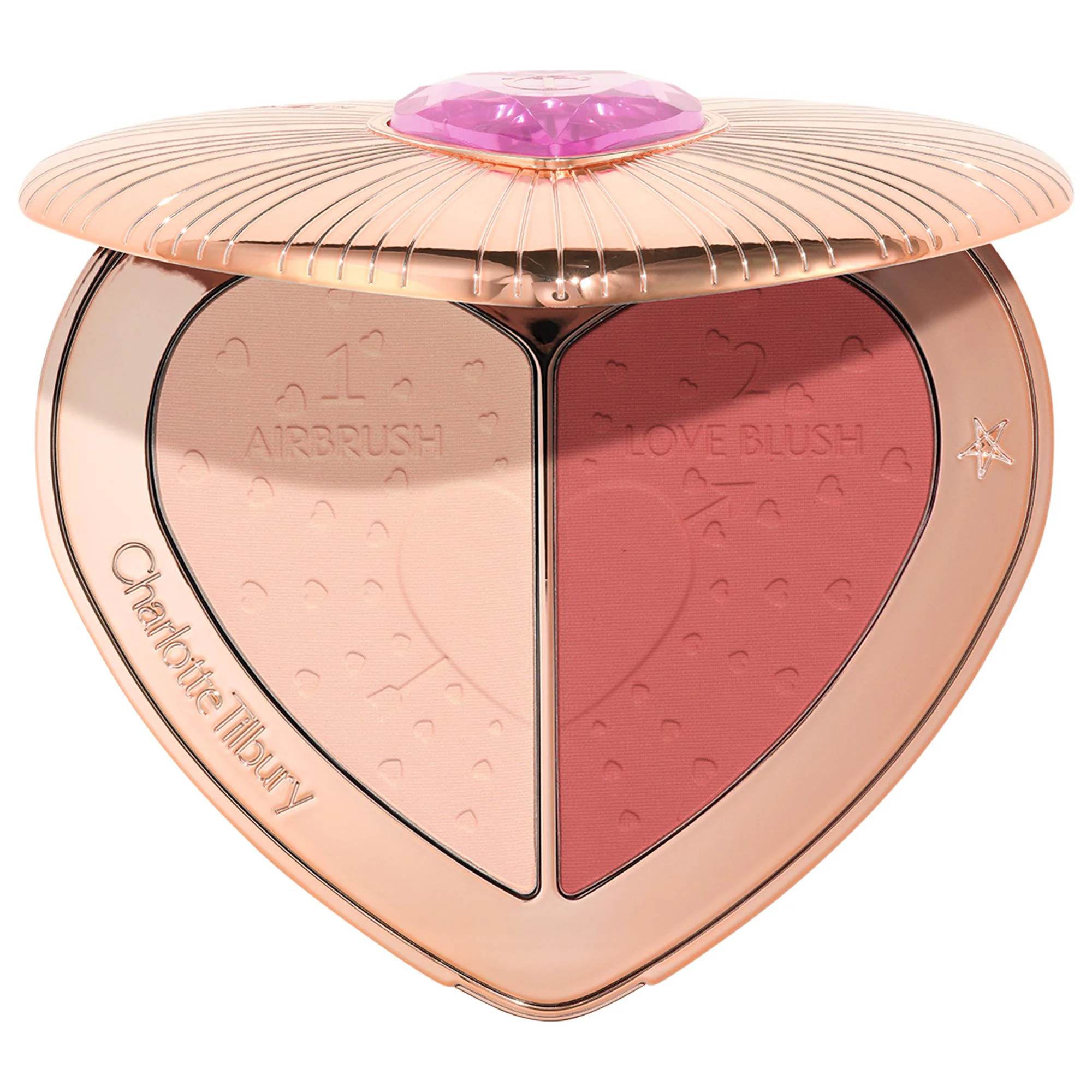 Charlotte Tilbury Pillow Talk Beauty Soulmates Airbrush Flawless Finish Brightening and Blush Powder Palette Pillow Talk Flawless Peach 0.45 oz/0.13 g | Sephora (US)