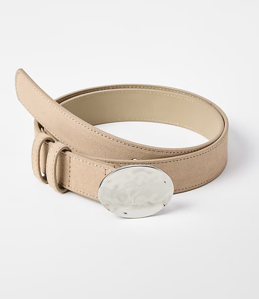 Loft Textured Oval Buckle Leather Belt | LOFT