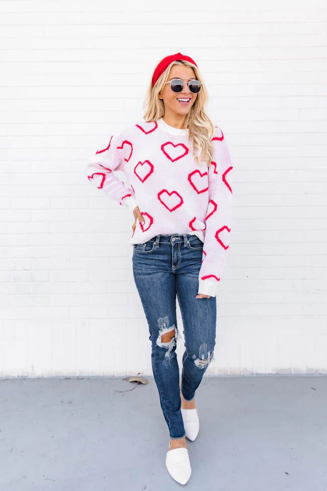 Love Your Heart Cream Printed Sweater FINAL SALE | The Pink Lily Boutique