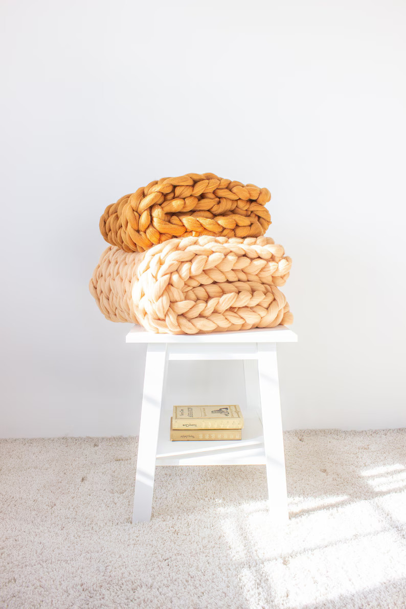 Chunky Knit Blanket, Weighted Blanket Adult, Heavy Throw Blanket, Mom Birthday Gift | Etsy (US)