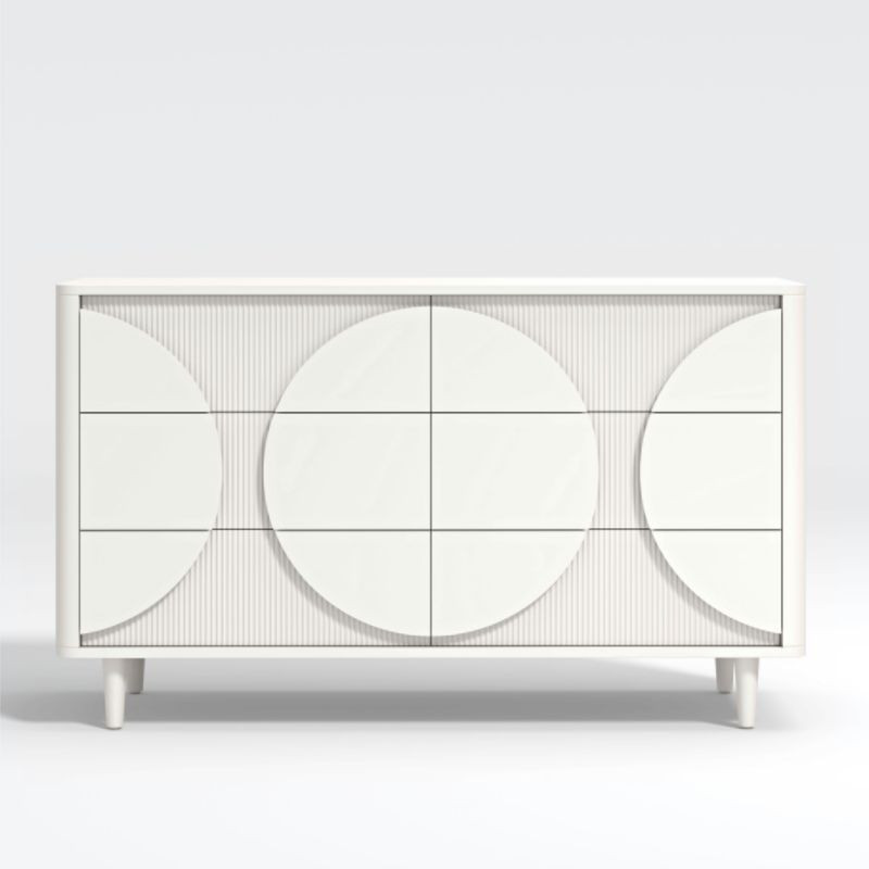 Roselle White Wood 6-Drawer Wide Kids Dresser + Reviews | Crate & Kids | Crate & Barrel