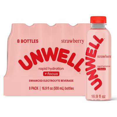 Unwell Hydrate+Focus Multipack Strawberry Sports Drink - 8pk/16.9 fl oz Bottles | Target