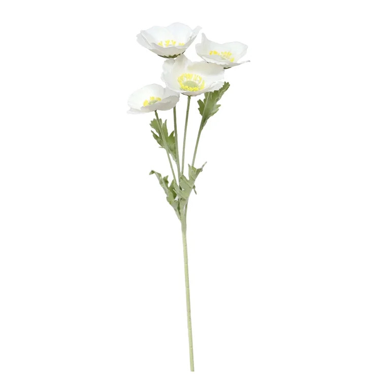 Faux Poppy Stem, White, 20.25", by My Texas House | Walmart (US)