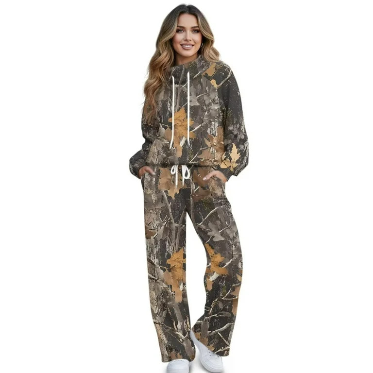 Garronmavis 2 Piece Sweatsuits for Women Camo Hoodie Womens Sweat Set Casual Outfits Long Sleeve ... | Walmart (US)