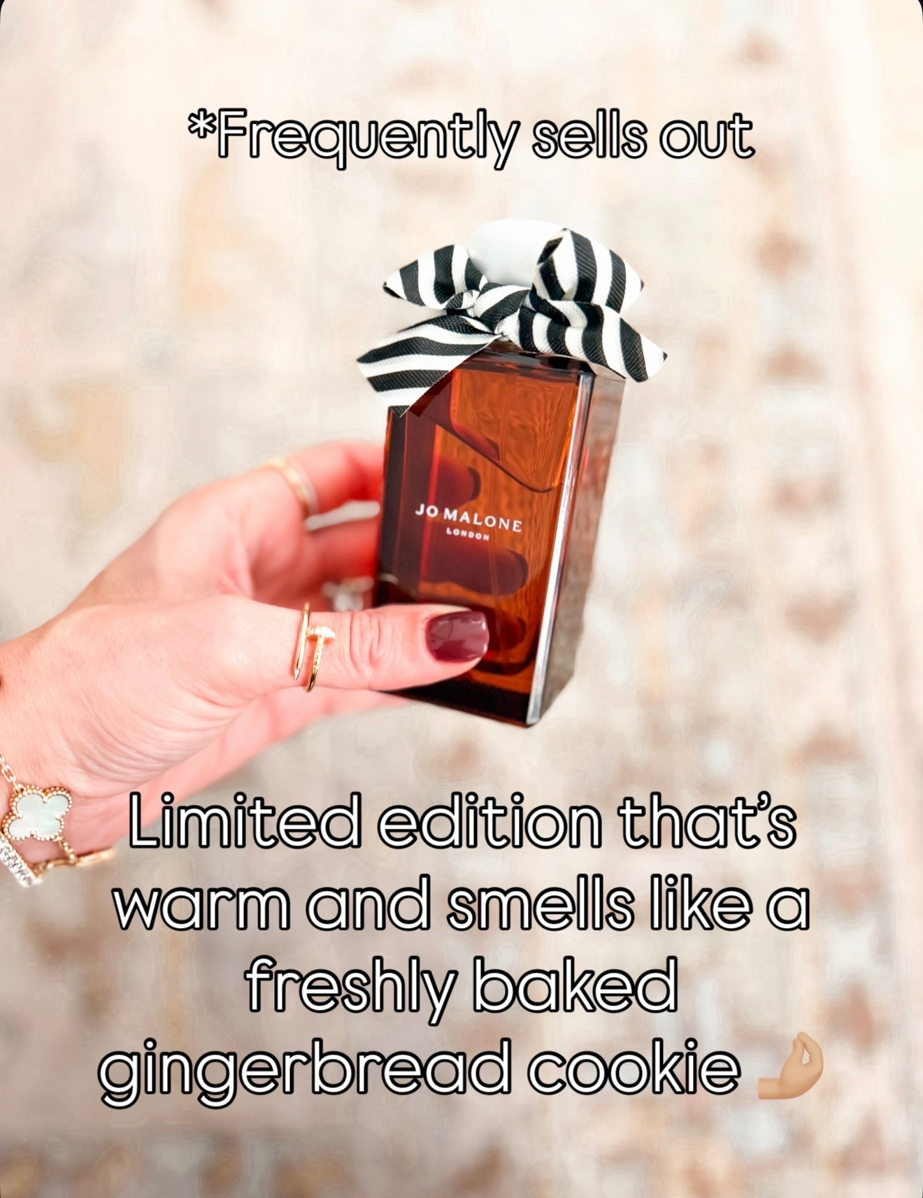 The holiday scent you can only grab this time of year! Smells like a freshly baked gingerbread cookie. Jo Malone ginger biscuit perfume.