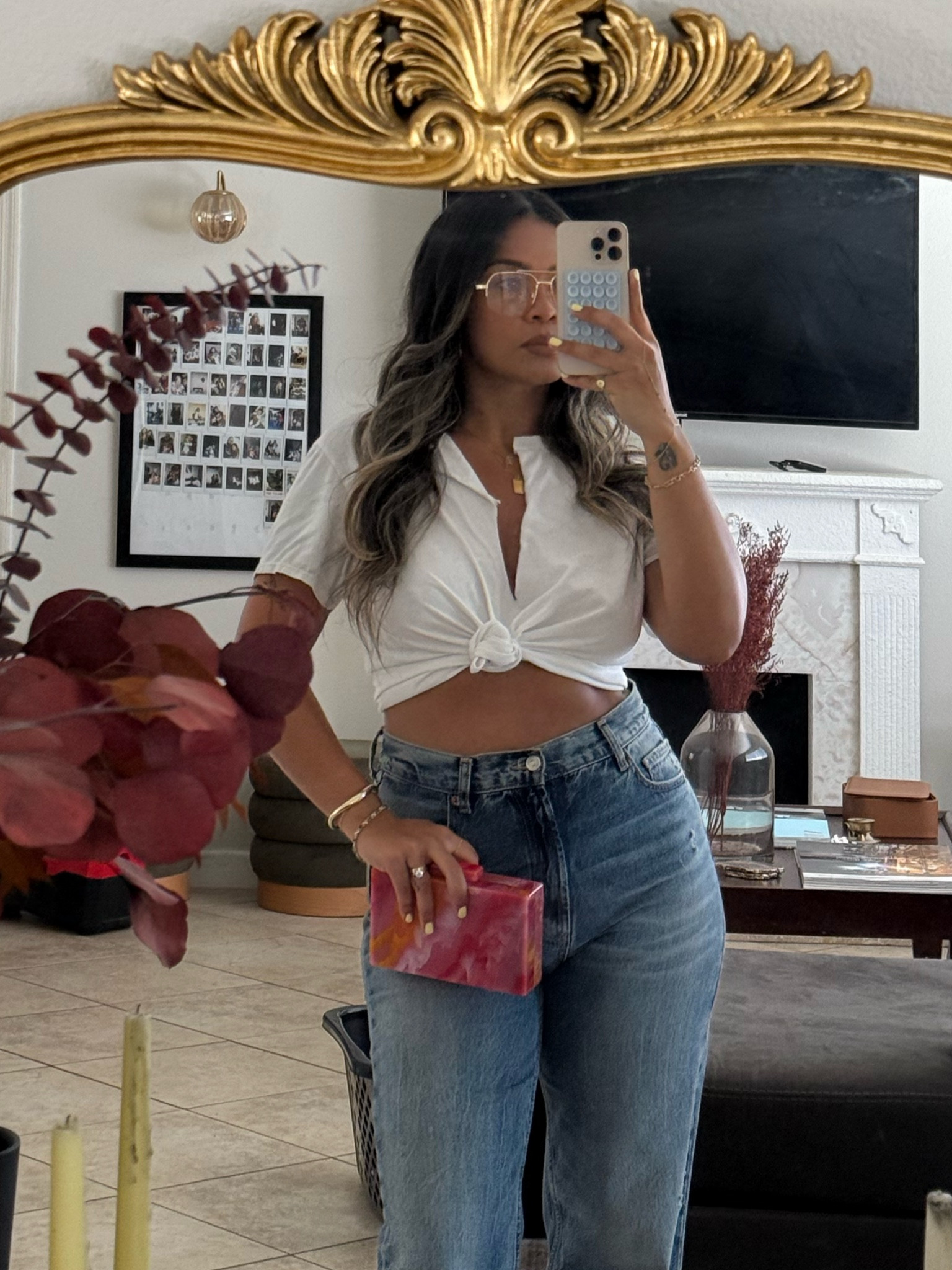 clutch + glasses !