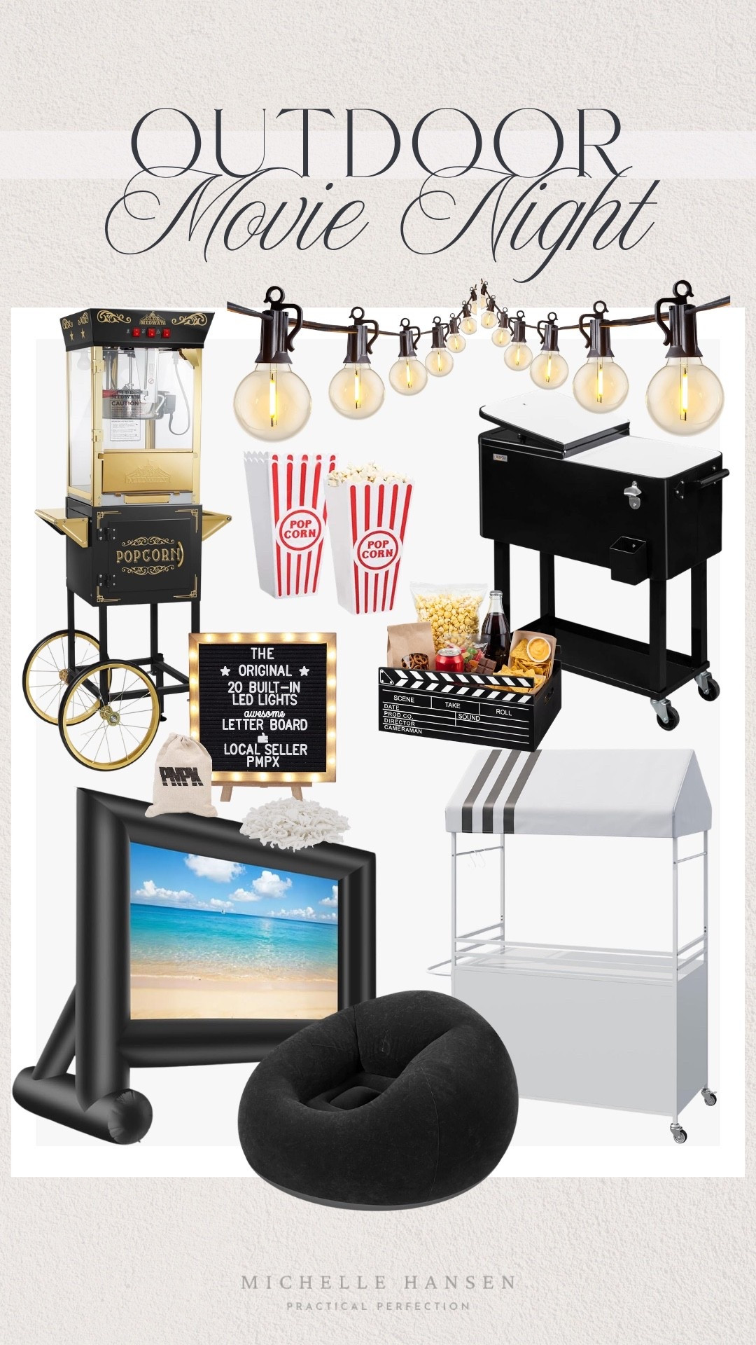 Everything you need for the ultimate backyard movie night! From the inflatable projector screen and popcorn machine to cozy seating, string lights, and snack station essentials, these are the pieces that make summer nights so much fun. Linking all of my favorite outdoor movie night finds in one place!

#LTKSeasonal #LTKHome