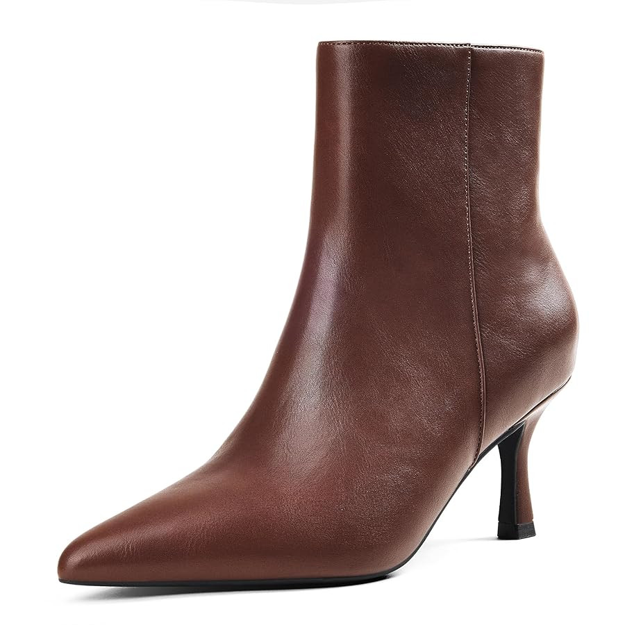 Elisabet Tang Women's Pointed Toe Booties 3 inches Heels Ankle Boots with Side Zipper Dressy Comf... | Amazon (US)