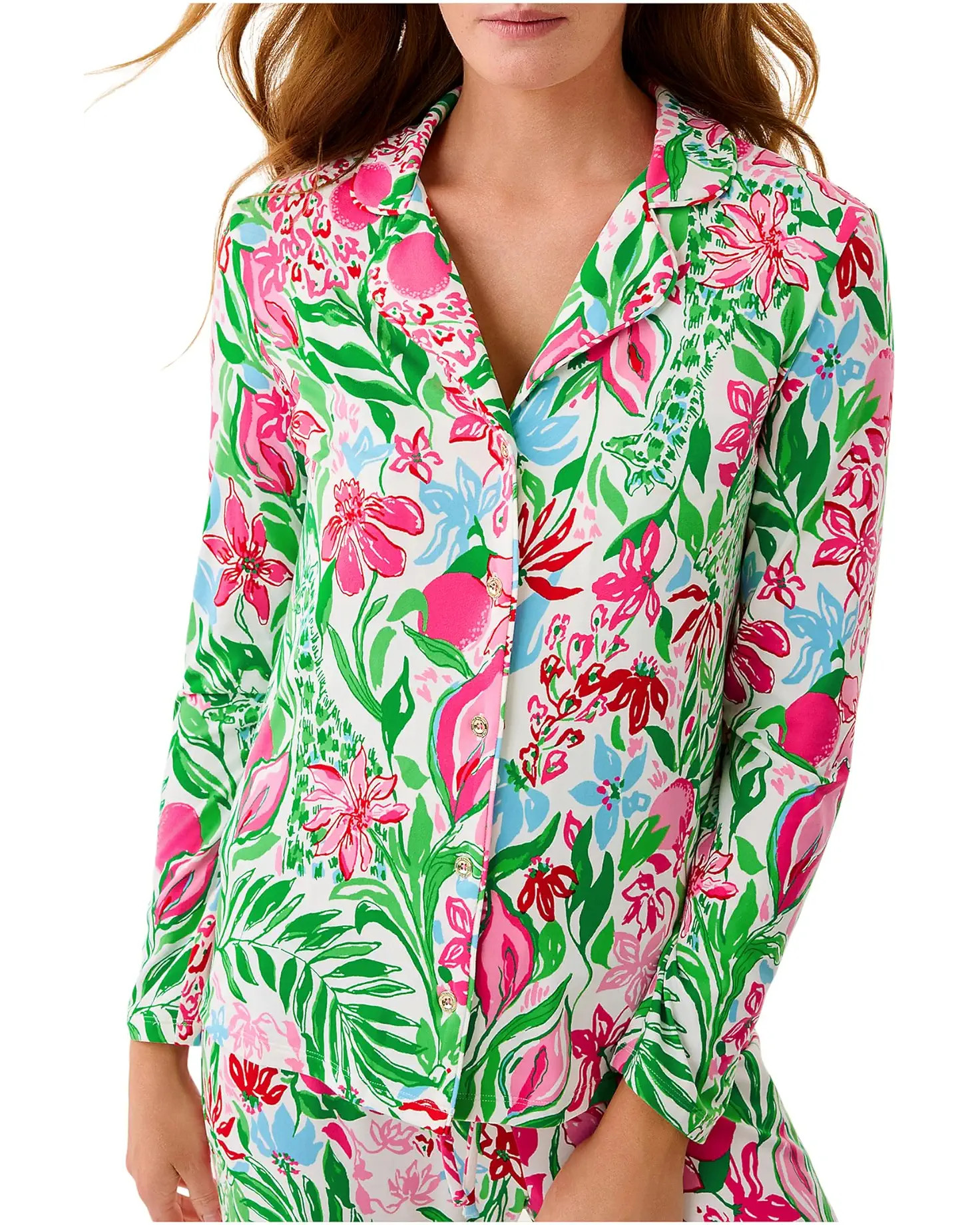 Women's Lilly Pulitzer PJ Knit Long Sleeve Button-Up Top | Zappos