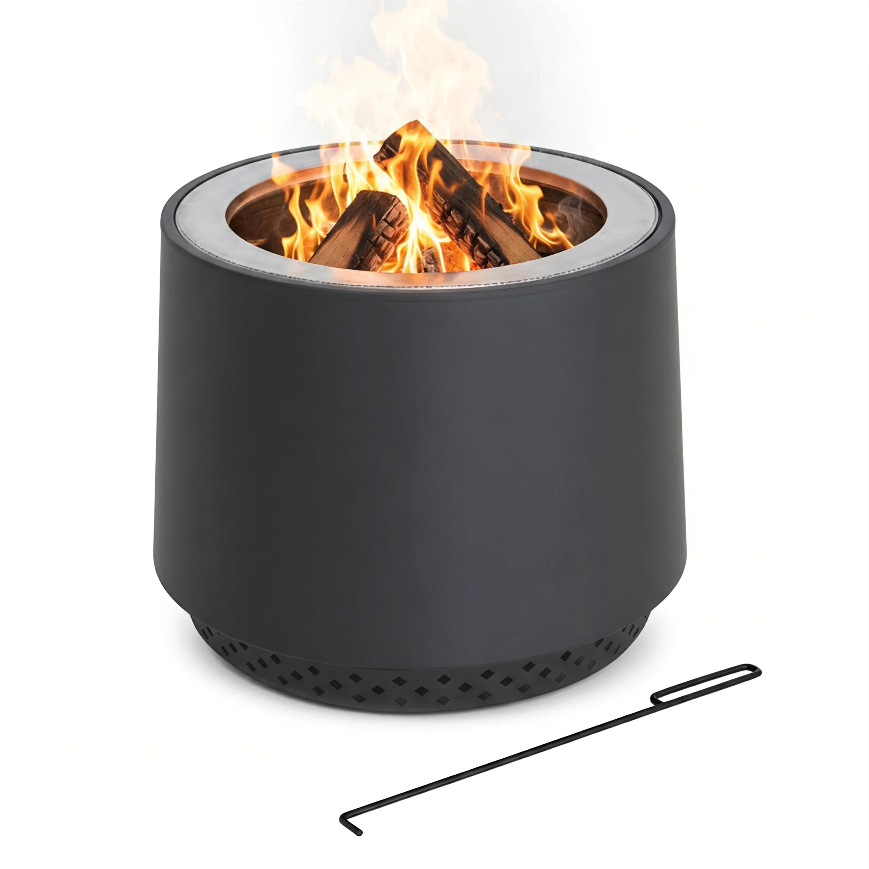 Sunjoy 21" Round Smokeless Wood Burning Fire Pit with PVC Cover & Fire Poker for Outdoor Backyard Camping | Wayfair North America