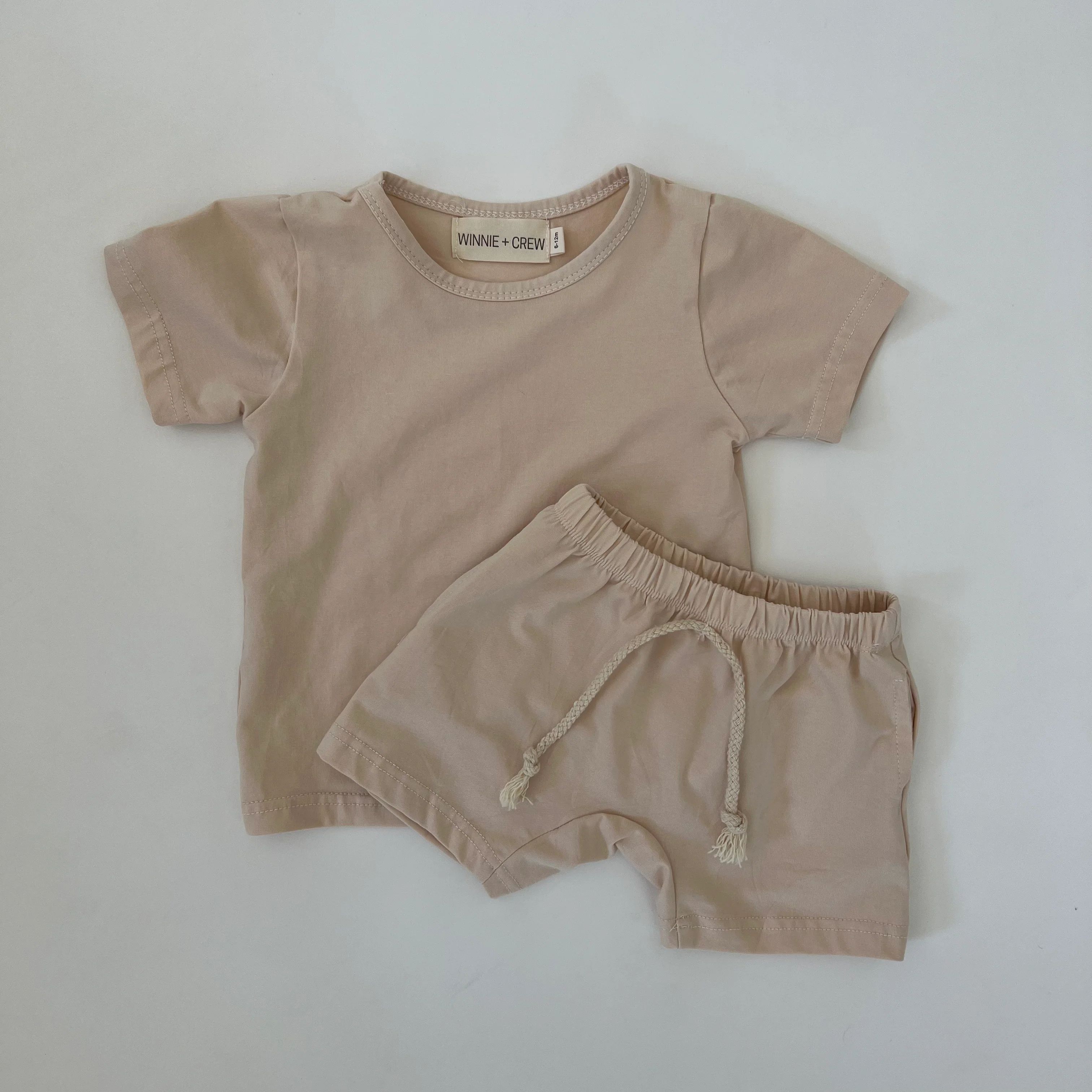 Baby and Toddler Cotton Tee + Shorts Set in Cream | WinnieandCrew.com | WinnieandCrew.com | Winnie and Crew