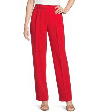 Perfect Fit Woven High Rise Pleated Front Coordinating Suiting Wide Leg Trousers | Dillard's