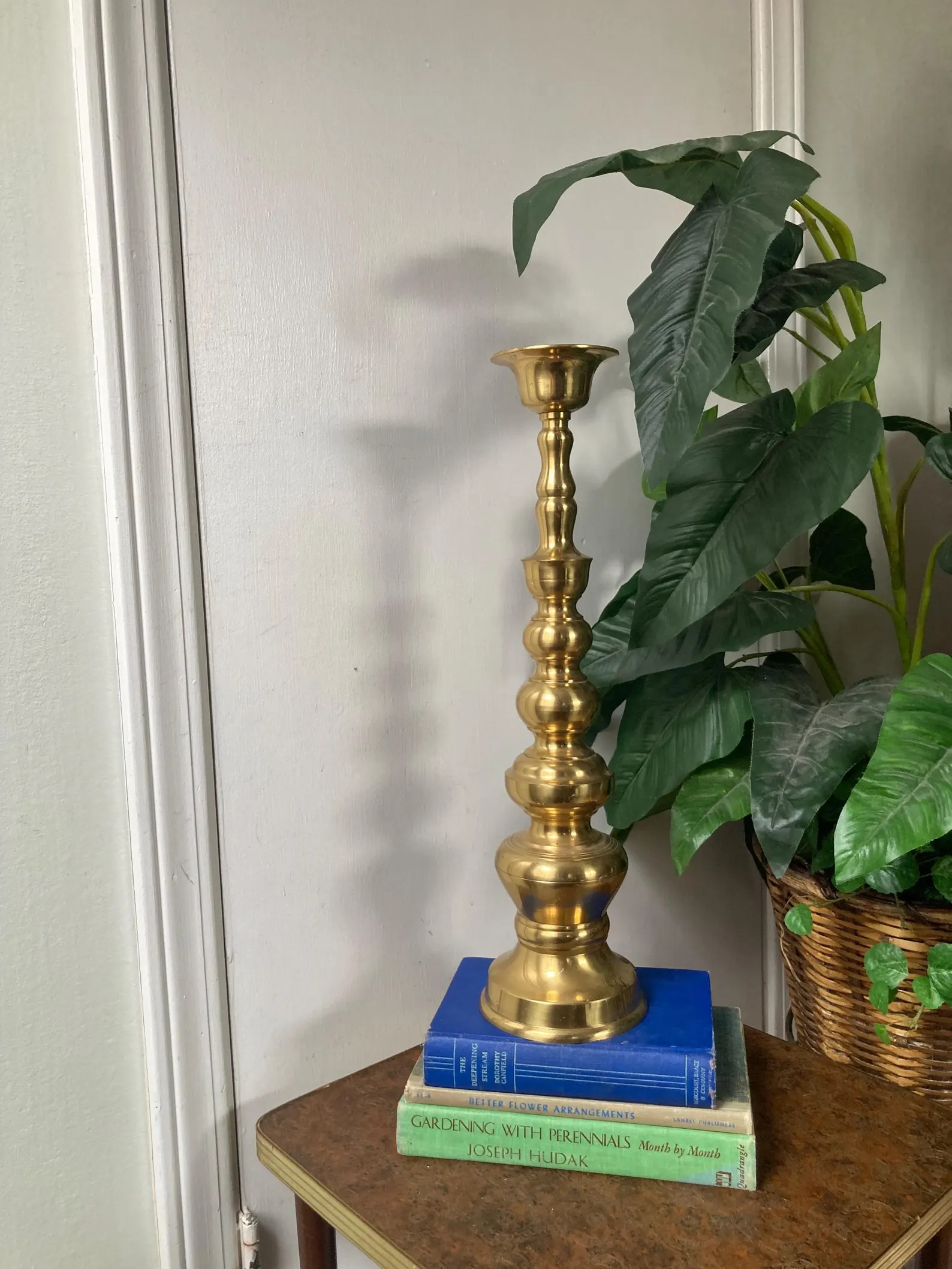 Tall vintage brass candle holder.   B3143 | Etsy (Global)
