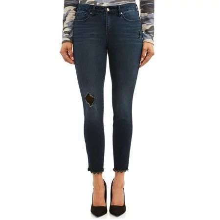 Sofia Jeans Sofia Skinny Destructed Frayed Hem Mid Rise Ankle Jean Women's | Walmart (US)