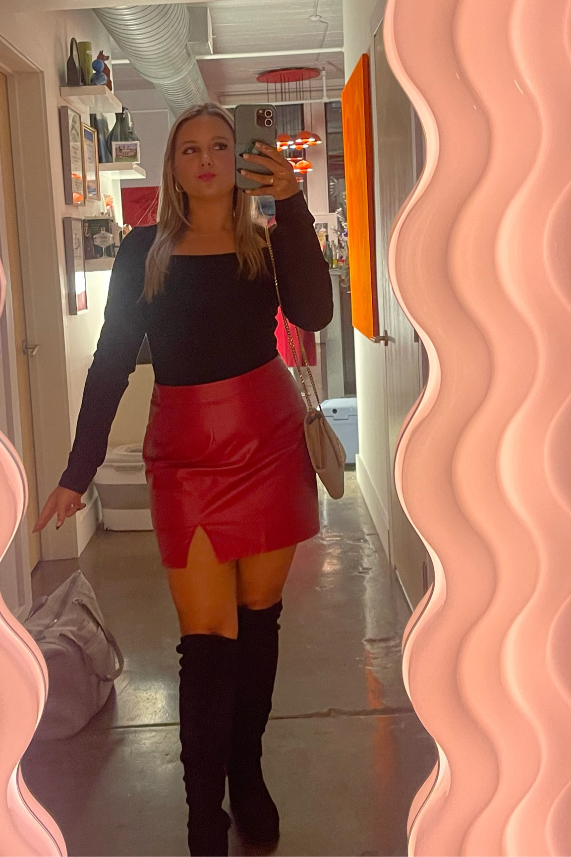 Great bodysuit for winter. Thick ribbed material and very comfortable. 
Great red skirt for the holidays. 
Both in mediums 

#LTKSeasonal #LTKfindsunder50