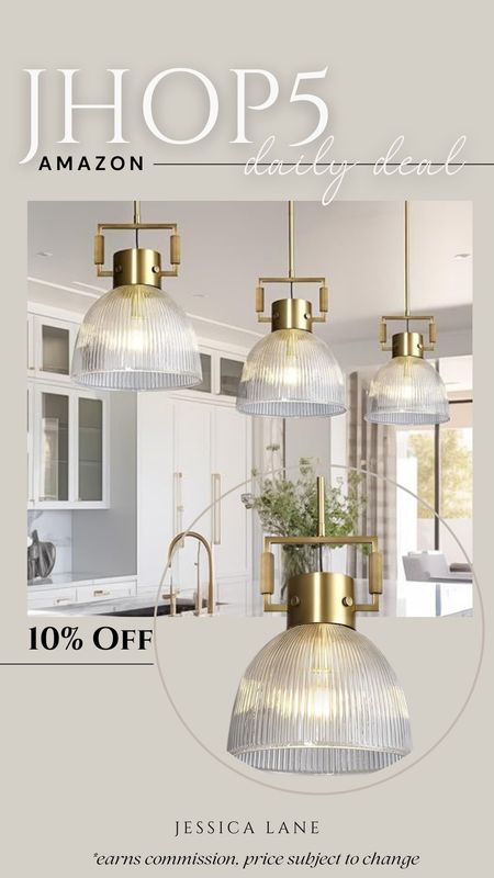 Amazon daily deal, save 10% on this gorgeous modern gold and glass kitchen pendant light. Amazon lighting, Amazon decor, modern pendant light, gold pendant light, modern organic lighting, Amazon deal, Amazon home find lighting

#LTKSaleAlert #LTKStyleTip #LTKHome