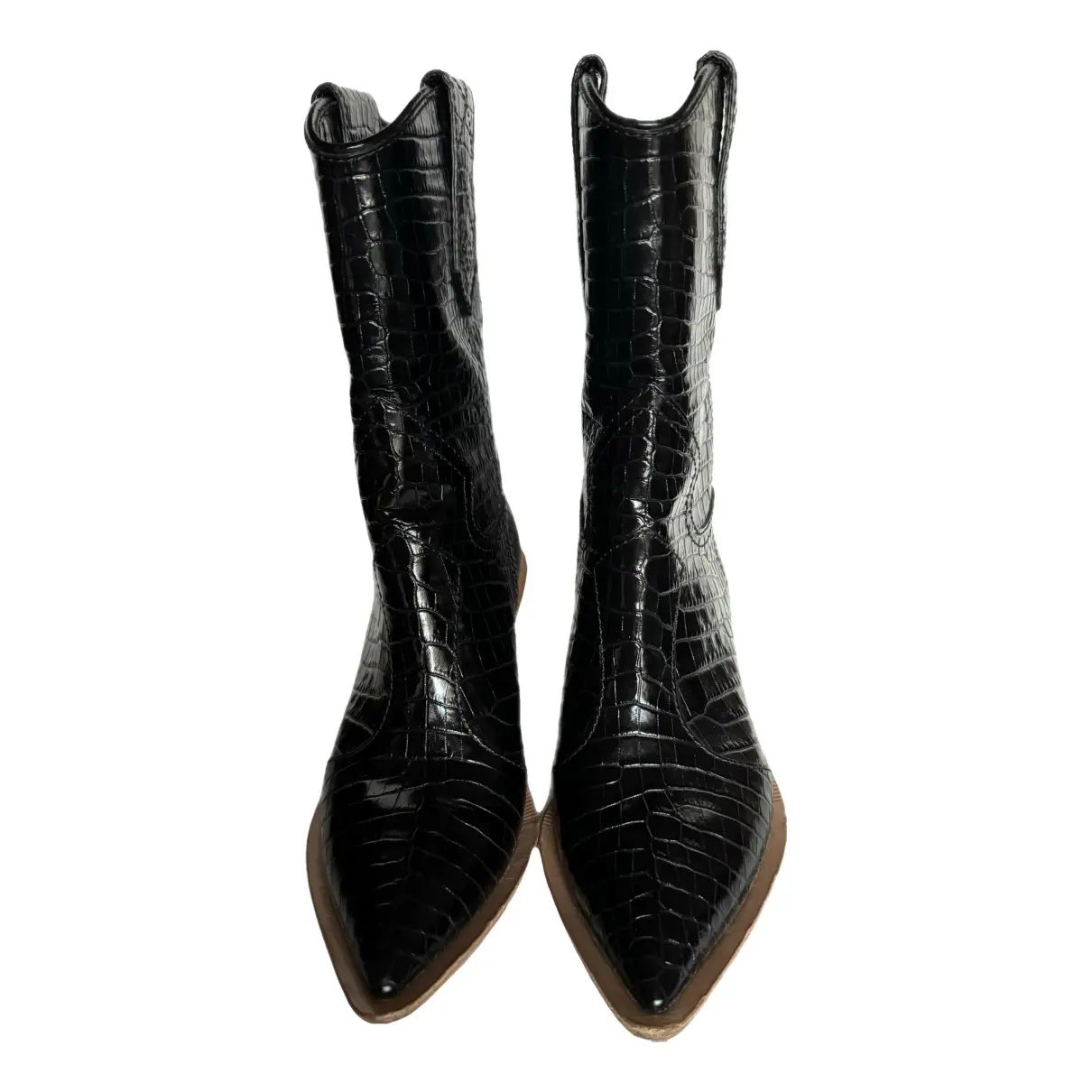 Cowboy leather cowboy boots Fendi Black size 36 EU in Leather - 41958637 | Vestiaire Collective (Global)
