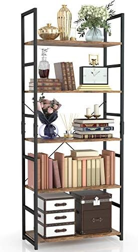 NUMENN 5 Tier Bookshelf, Tall Bookcase Shelf Storage Organizer, Modern Book Shelf for Bedroom, Li... | Amazon (US)