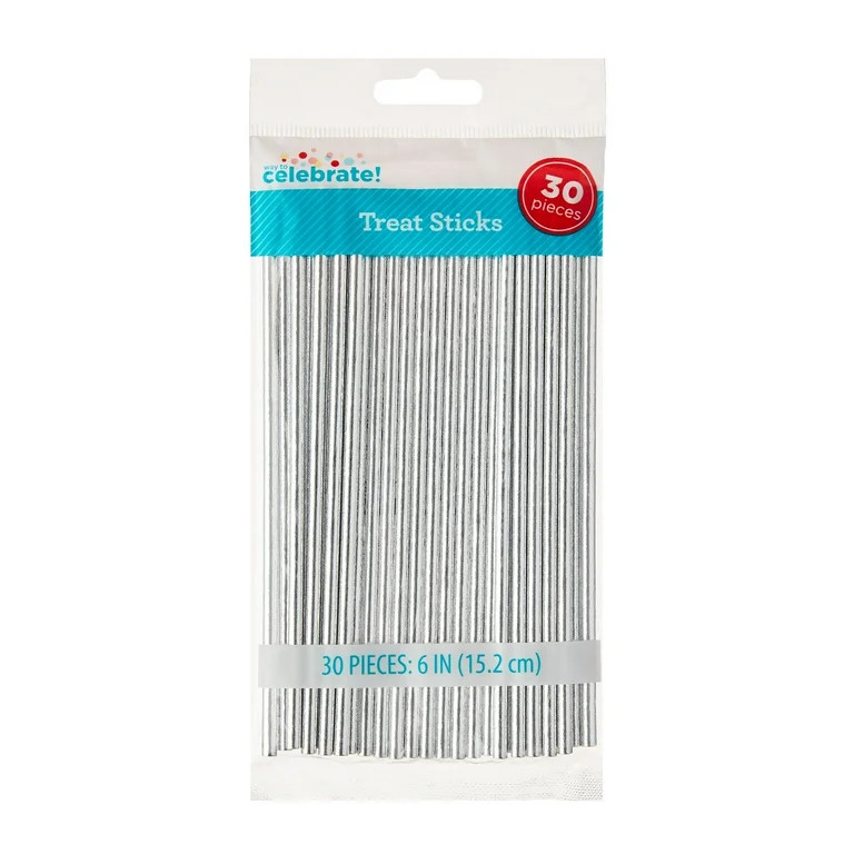 6" Silver Paper Treat Sticks, 30 Count, by Way To Celebrate | Walmart (US)