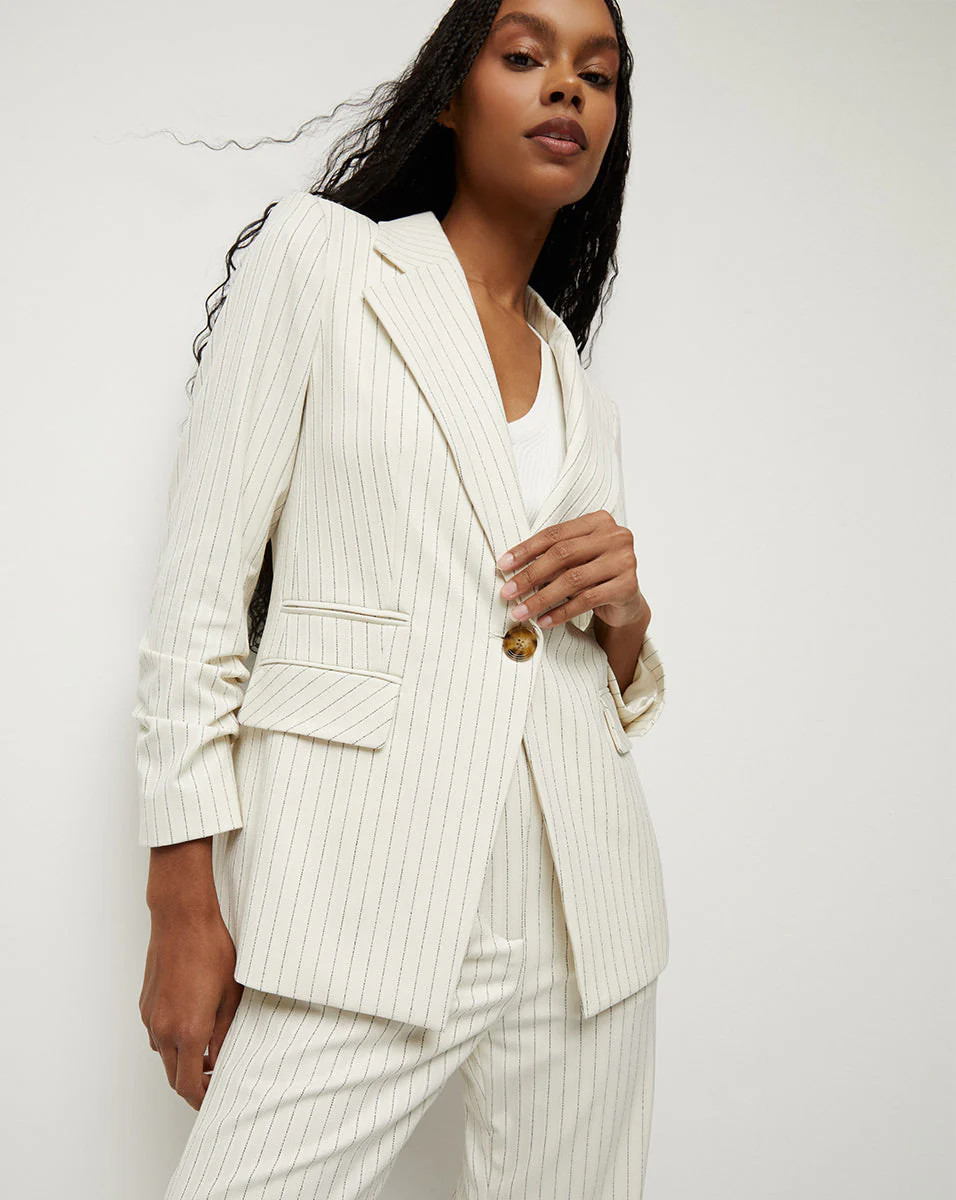 Battista Pinstriped Dickey Jacket | Veronica Beard