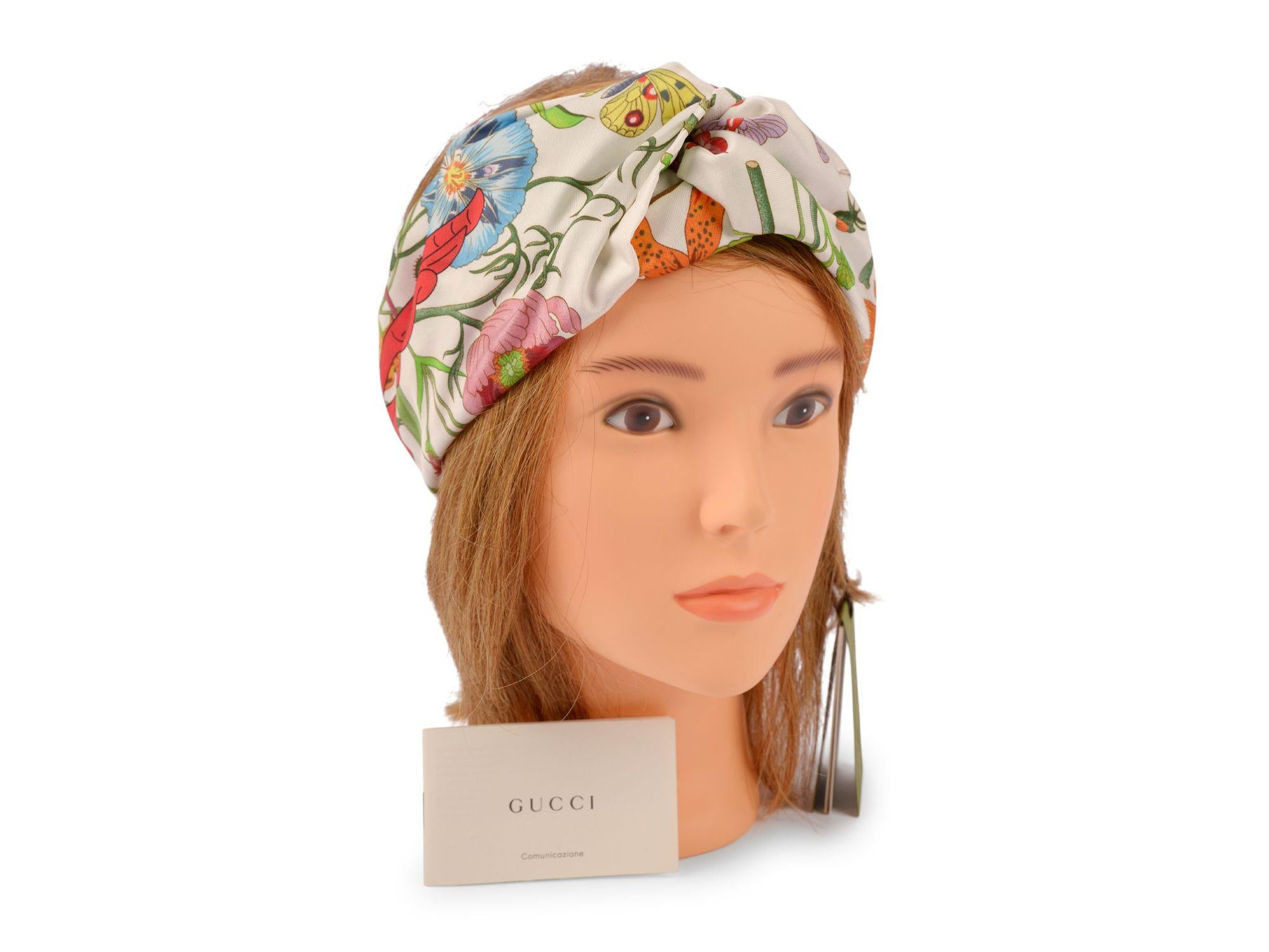 Gucci White Flora Silk Headband Medium NEW For Sale at 1stDibs | 1stDibs