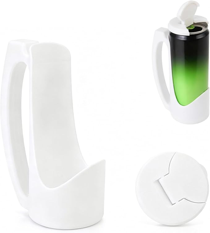 Slim Can Holder 12 Oz with Lid, 3D Printed Reusable Beverage Grip with Handle for Beer, Soda & En... | Amazon (US)