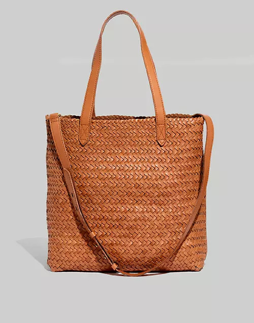 The Medium Transport Tote: Woven Leather Edition | Madewell