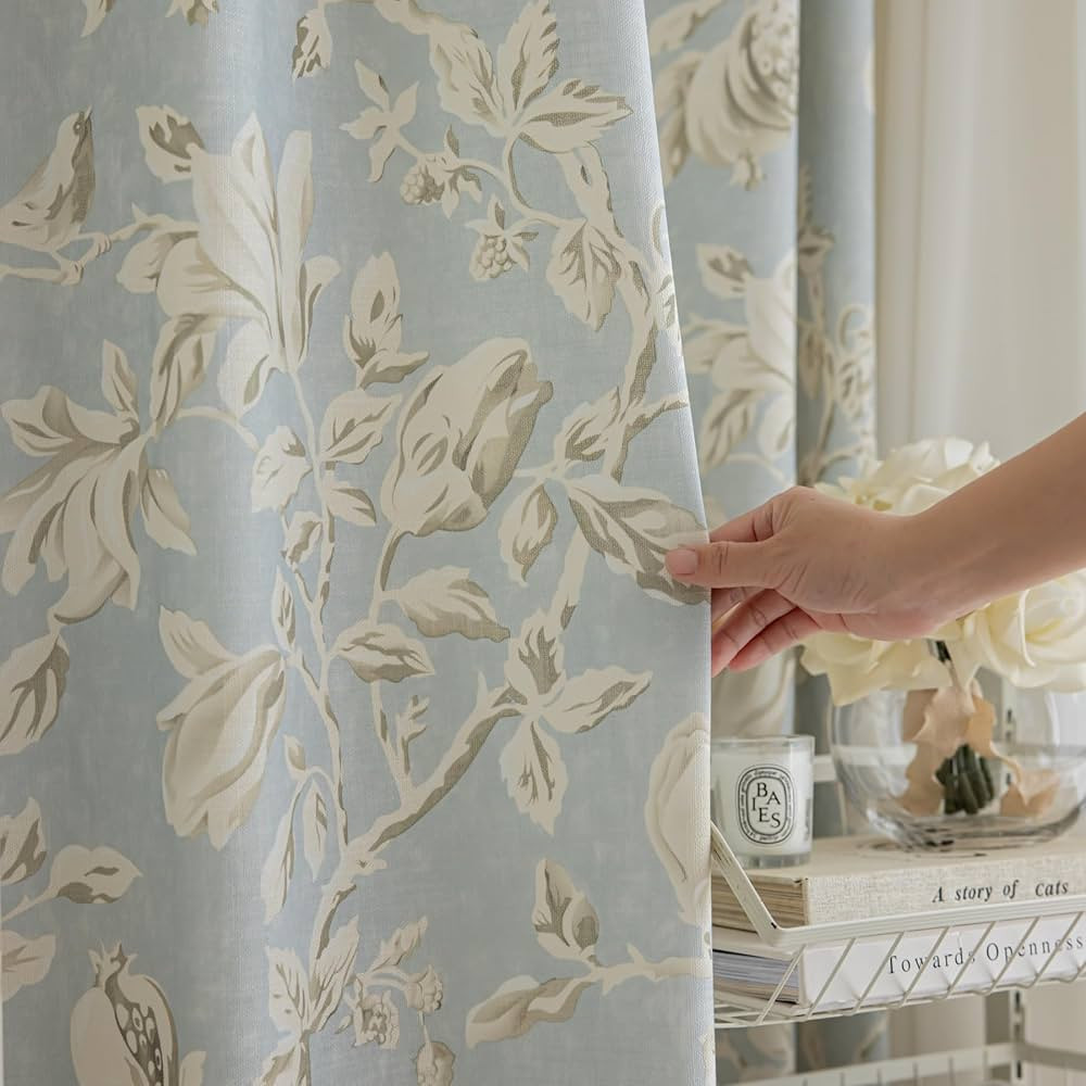 Floral Linen Curtains, Memory Trained, French Country, Orchid Floral Prints，for Living Room,Hom... | Amazon (US)