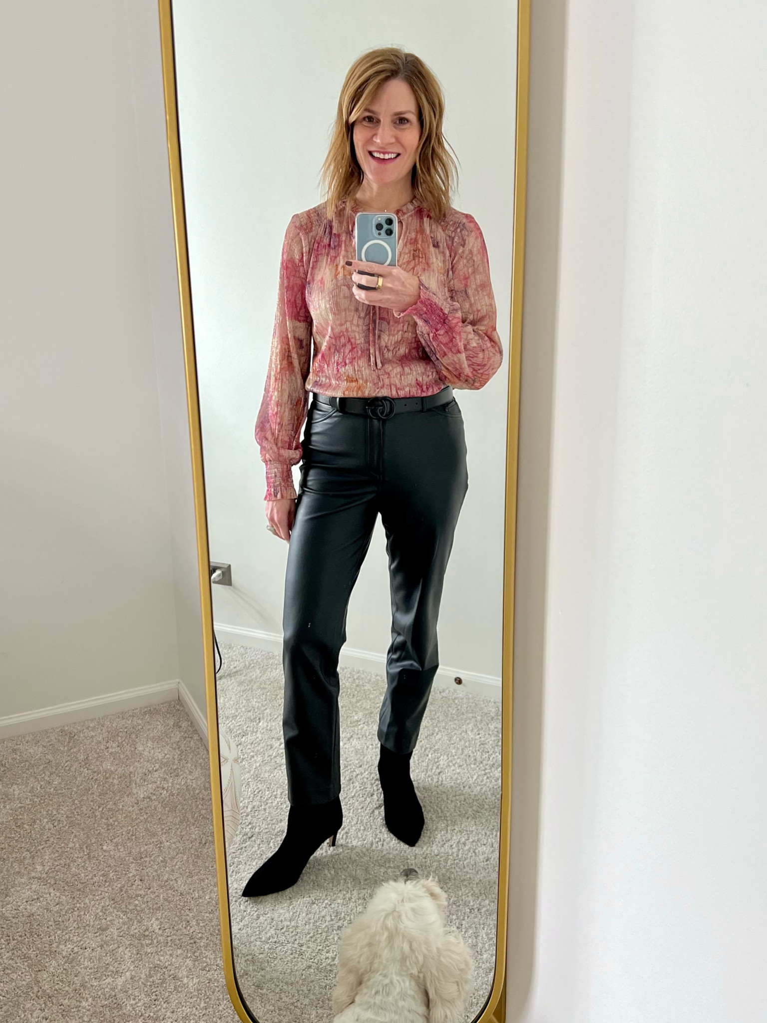 Holiday outfit inspiration on sale!

Love this lightweight top. The colors are beautiful and it has a lovely gold shimmer (not too much, just right!).✨

Top - XS (size down)
Pants - similar linked
Booties - TTS
Belt - 90

#LTKstyletip #LTKSeasonal #LTKsalealert