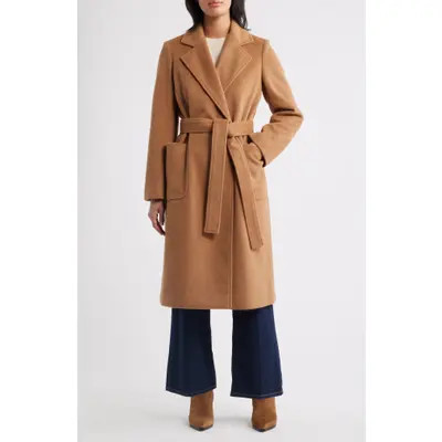 Sam Edelman Longline Wrap Coat in Black at Nordstrom, Size 10 | Nordstrom