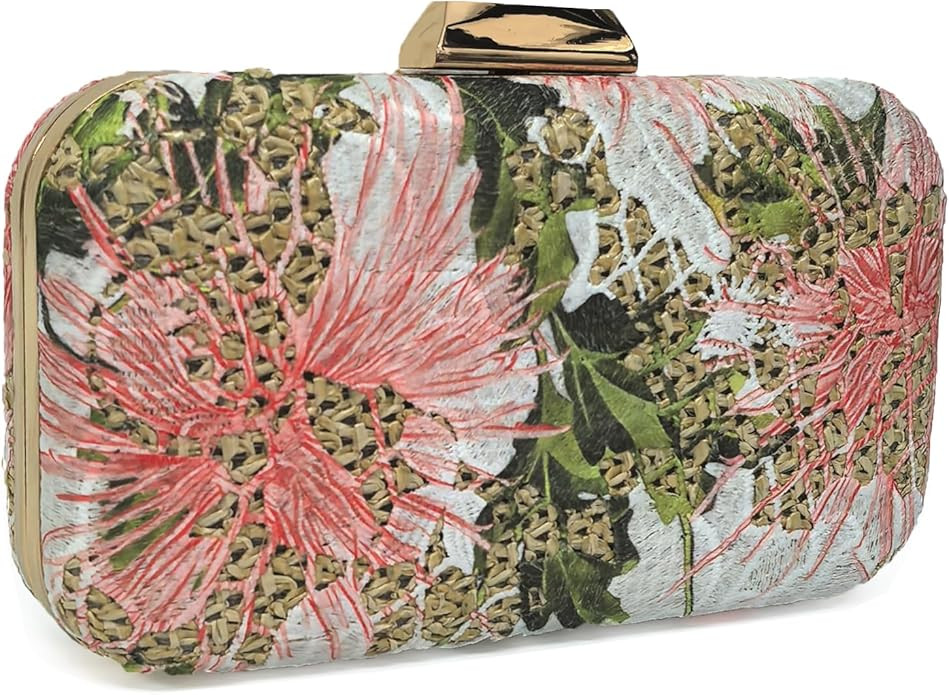 Women's Straw Clutch Purse, Summer Beach Party Evening Bag with Lace Floral Decoration, Crossbody... | Amazon (US)