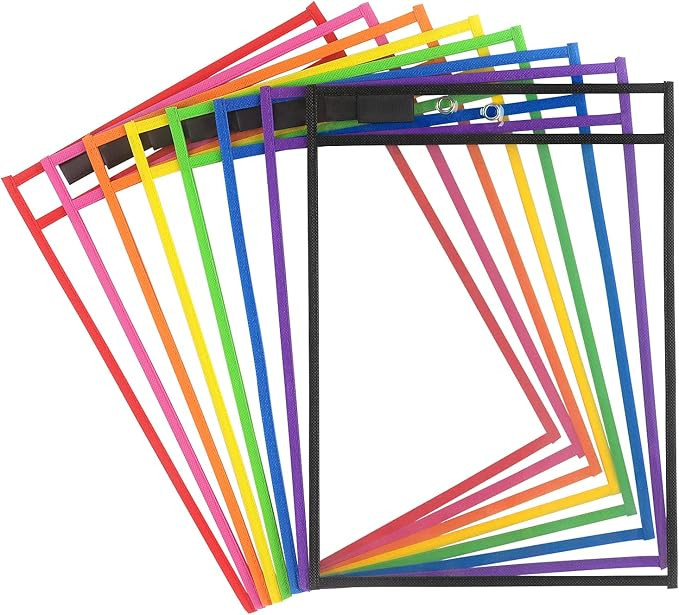 Tamaki 8 Pack Dry Erase Pockets Sleeves with Rings, 10 x 14 Inch Ticket Holders Clear Plastic She... | Amazon (US)