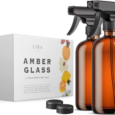 LiBa Amber Glass Spray Bottles 2 Pack, 16 oz Refillable Empty Spray Bottle for Cleaning | Target