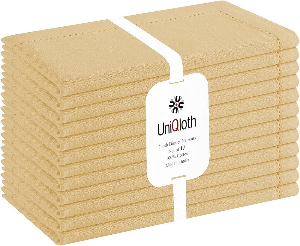 UniQloth Set of 12 Hemstitch Cloth Dinner Napkins Cotton - Soft Durable Washable - Ideal for Farm... | Amazon (CA)