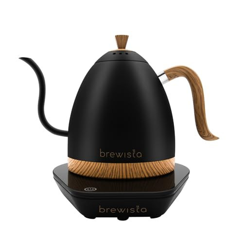 Brewista Artisan Electric Gooseneck Kettle, Water Boiler with LCD Panel, Precise Temperature Control, Fast Boiling and Keep Warm Settings for Pour-Over Coffee & Tea, Café, 1 Liter (Matte Black) | Amazon (US)