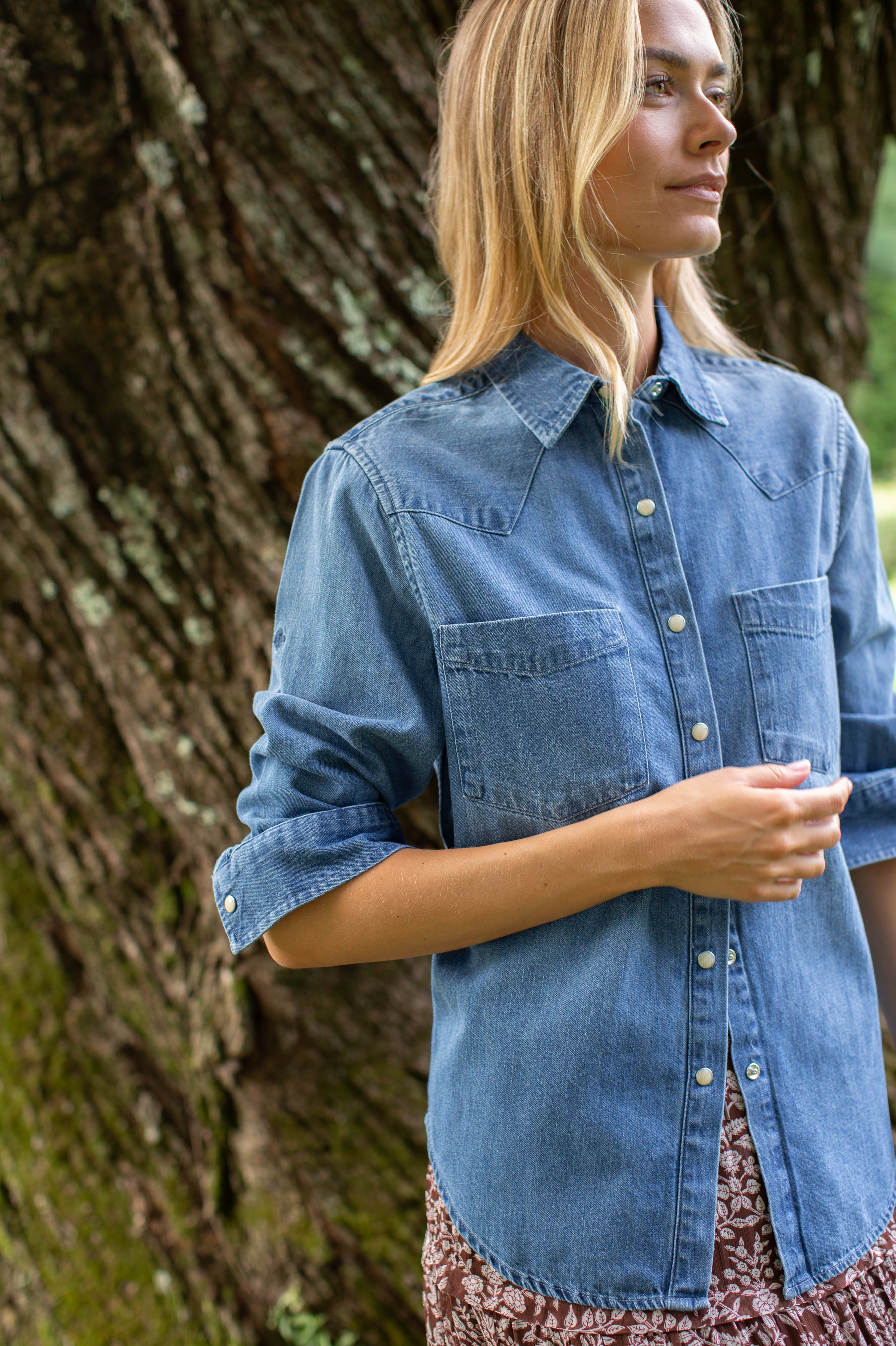 Denim Western Shirt - Dark Wash | Marea