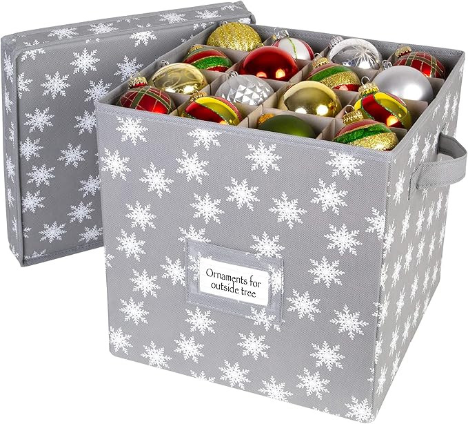 Christmas Ornament Storage Box with Lid - Store up to 64 Christmas Ornaments and Holiday Decor, A... | Amazon (US)