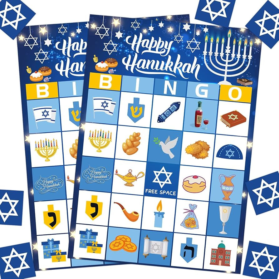 Hanukkah Bingo Game- 24 Players Chanukah Bingo Cards Family Party Games Activity | Amazon (US)