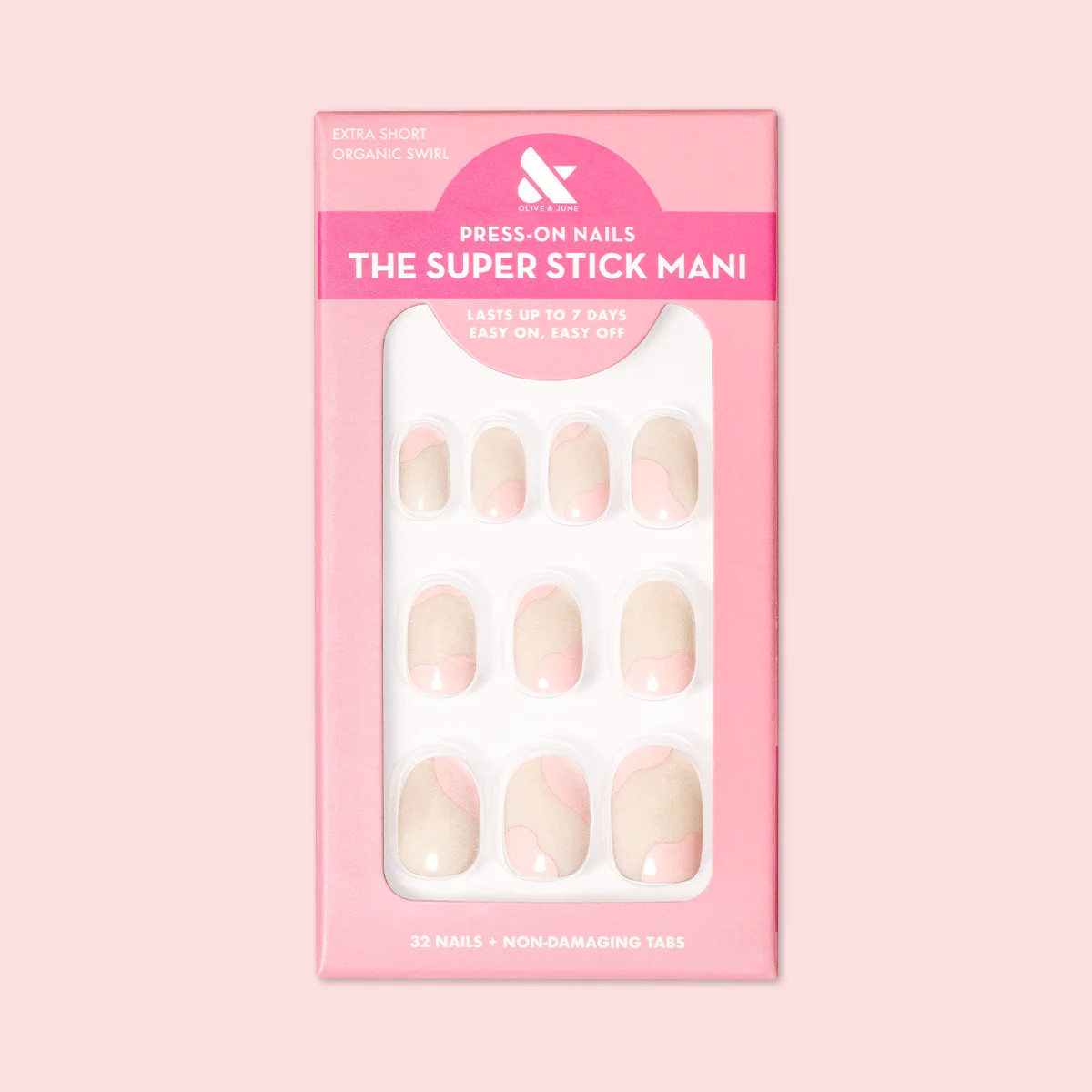 Organic Swirl | Extra Short | Round - Tab Press-On | Olive & June