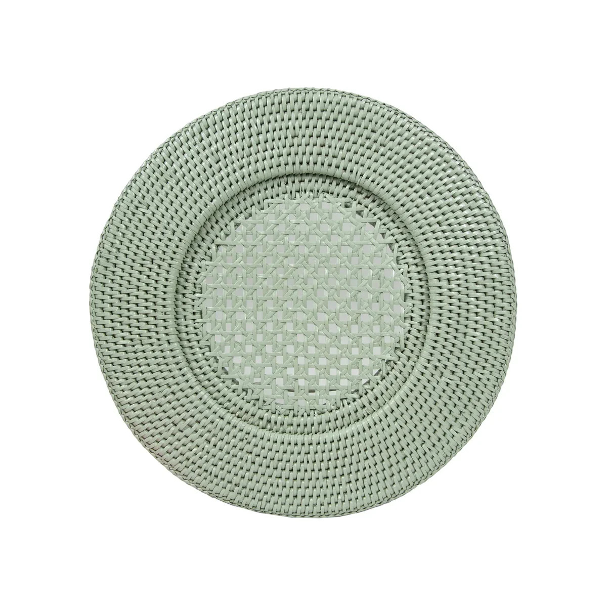 Rattan Round Charger Plate in Green | Over The Moon