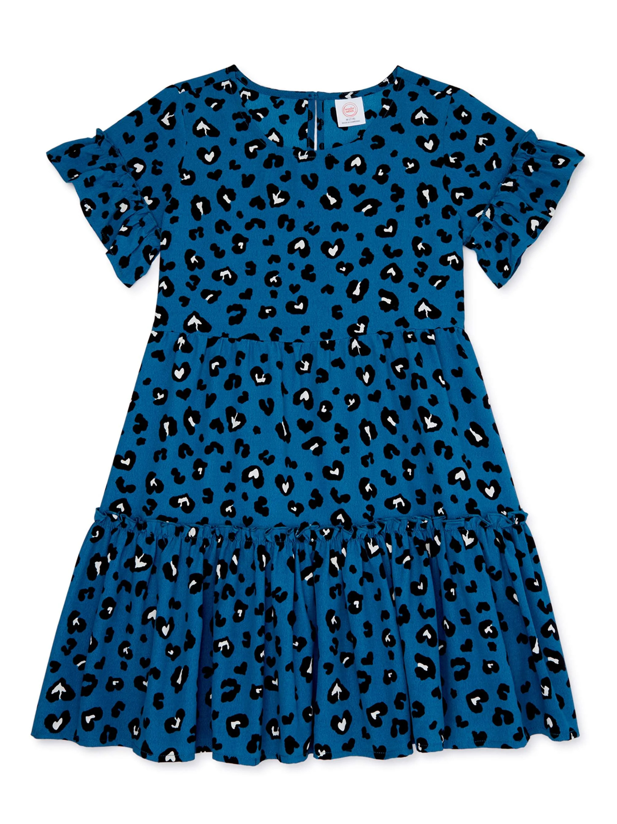 Wonder Nation Girls Ruffle Sleeve A-Line Dress, Sizes 4-16 & Plus | Walmart (US)