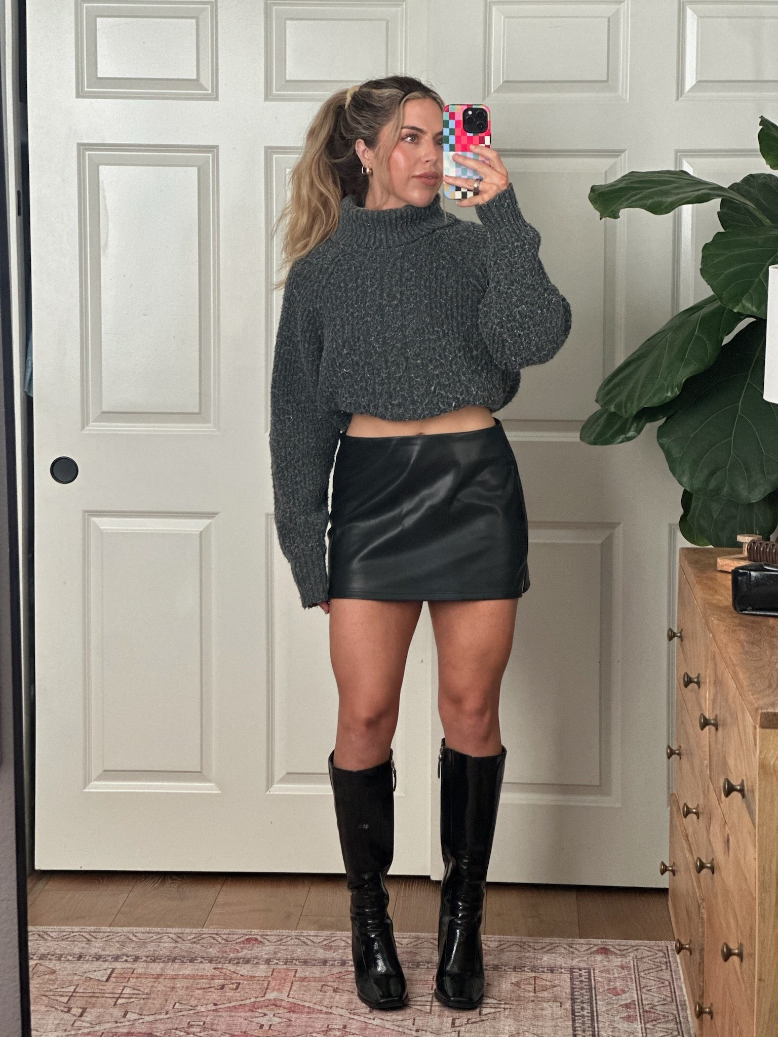 Love dark outfits for fall! My chunky sweater is thrifted but I linked similar options! My boots are 38% off 🖤

#LTKStyleTip #LTKShoeCrush #LTKSeasonal