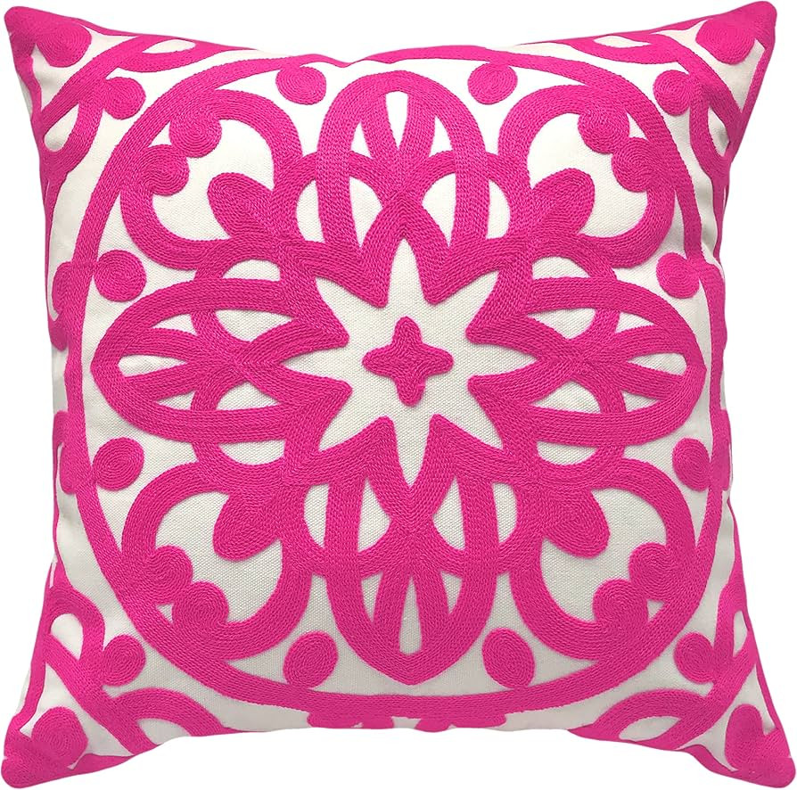 Alysheer Embroidered Decorative Throw Pillow Cover 18x18 inches, Classic Boho Mandala Knit Patter... | Amazon (US)