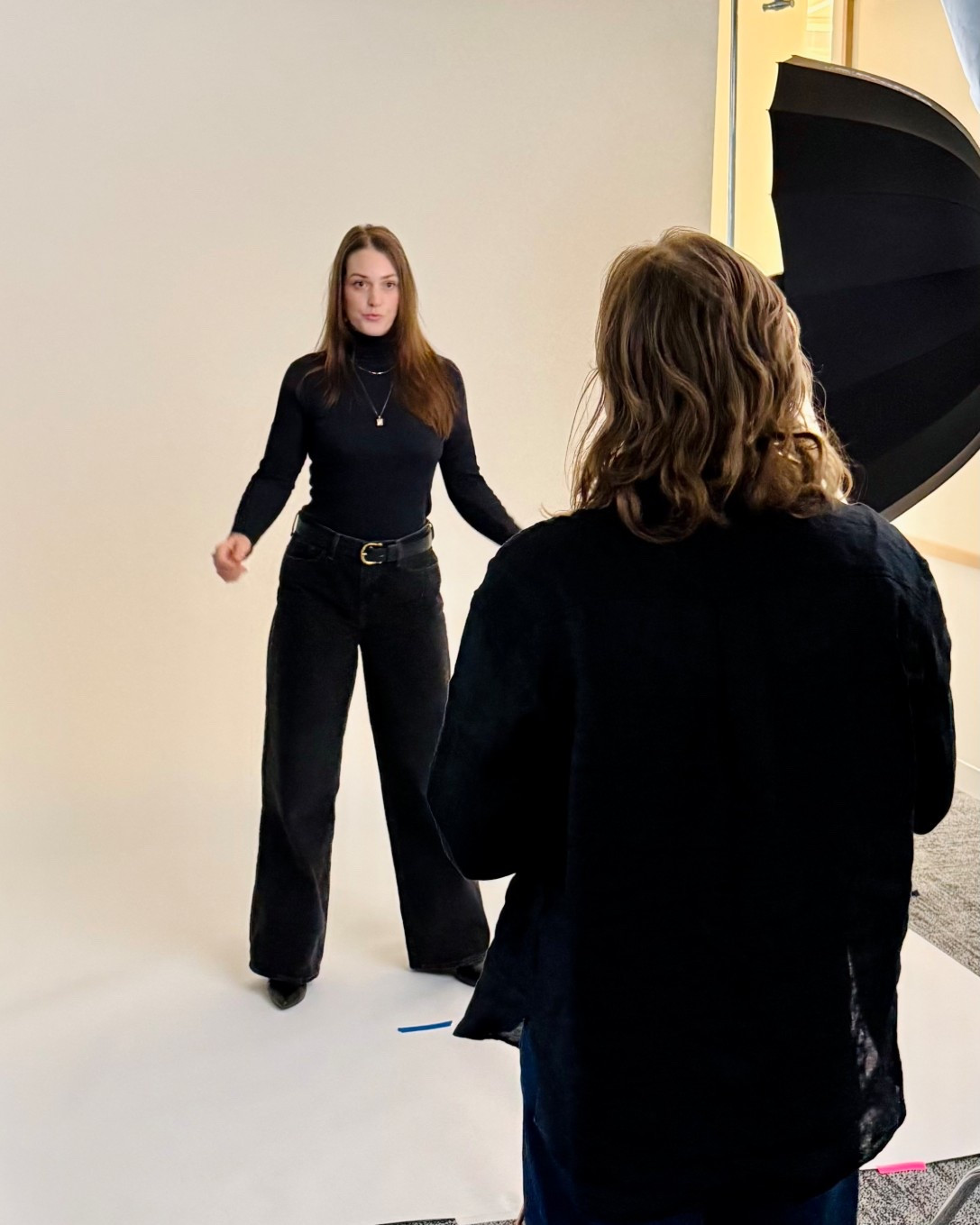 Lights camera... behind the scenes of the action. All black always for on-set days 🖤 #ootd 

#LTKOver40 #LTKTall #LTKgrwm