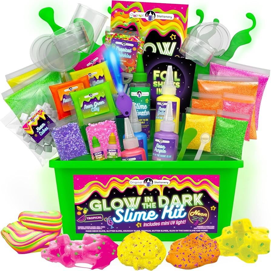 Original Stationery Glow-in-The-Dark Slime Kit for Girls & Boys Ages 7–12, DIY Slime Making Set... | Amazon (US)