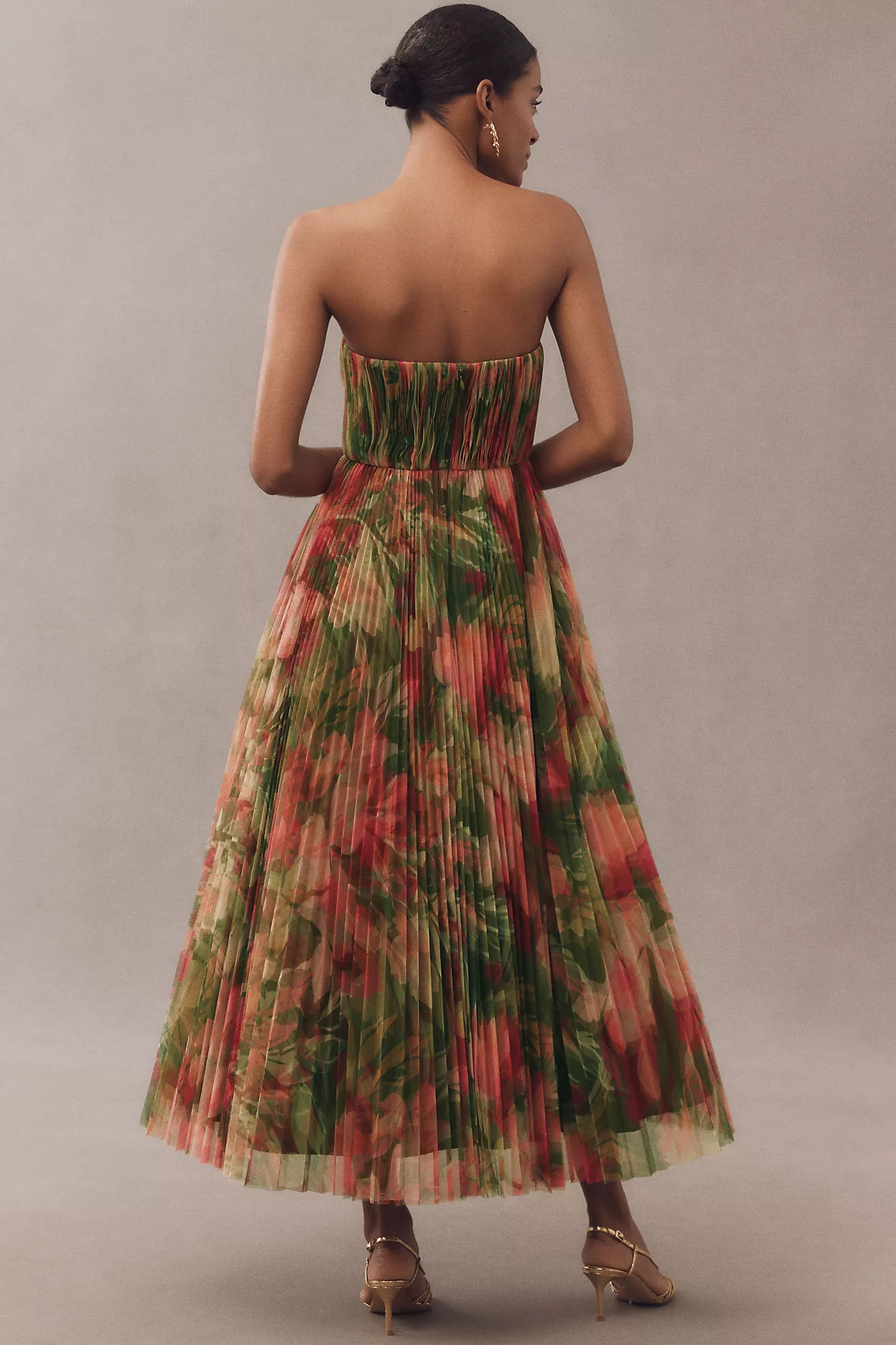 Hutch Corene Strapless Floral Tulle A-Line Midi Dress | Anthropologie (US)
