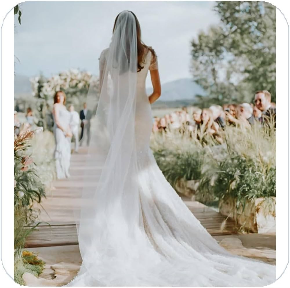 Unicra Bride Wedding Veil 1 Tier Long Bridal Cathedral Tulle Hair Accessories with Comb Wedding V... | Amazon (US)