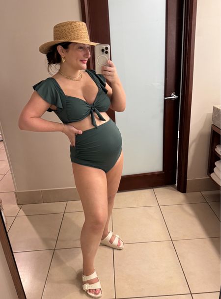 Maternity bathing suit! I am wearing a size medium! I love the coverage quality and details!

Use code: mimipluswill for 25% off!

#LTKbump #LTKbaby #LTKfamily