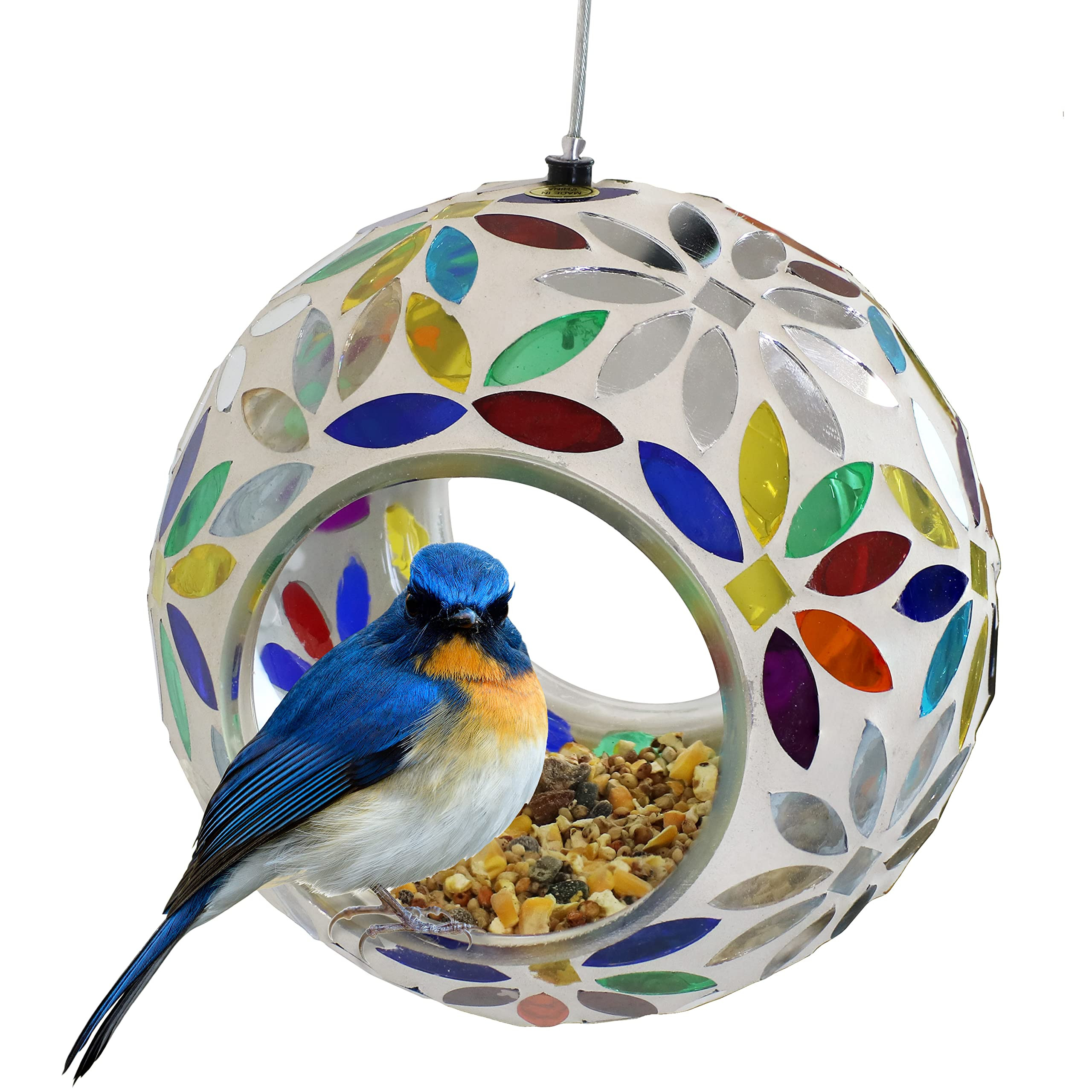 Sunnydaze 6-Inch Glass Mosaic Hanging Bird Feeder for Outdoors - Fly-Through Wild Bird Feeder - R... | Amazon (US)