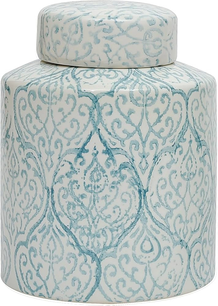 Blue & White Decorative Ceramic Ginger Jar with Lid | Amazon (US)